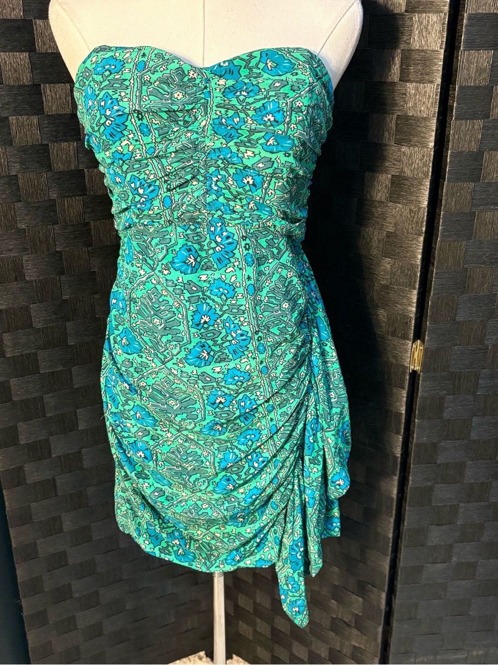 RHODE Ebba Strapless Draped Mini Dress Ivy Flora Mini